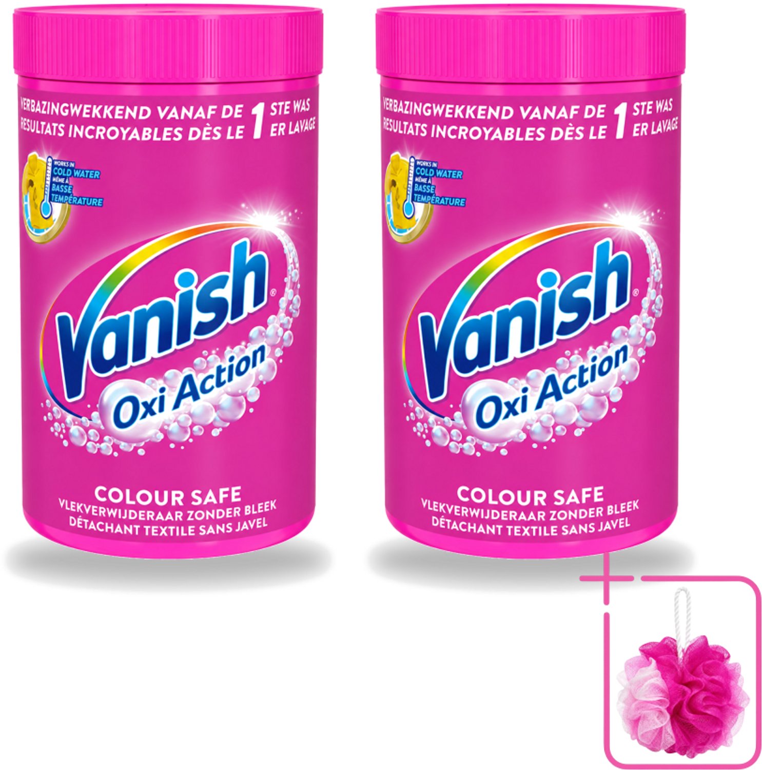 2 x Vanish Oxi Action - Veilige Kleur - Vlekkenverwijderaar Poeder - Zonder Bleek - Gekleurde Was - 1.5 Kg - Bulkverpakking - Vlekverwijderaar - Douchemop - Kleur veilig