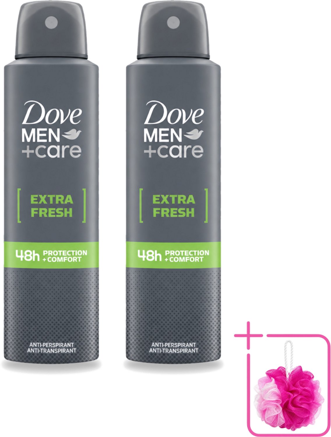 2 x Dove Men+Care - Extra Fresh - Deospray - Anti-Transpirant - 150 ml - Bulkverpakking - Dove Men+Care Extra Fresh Deospray - Douchemop - Deospray voor mannen