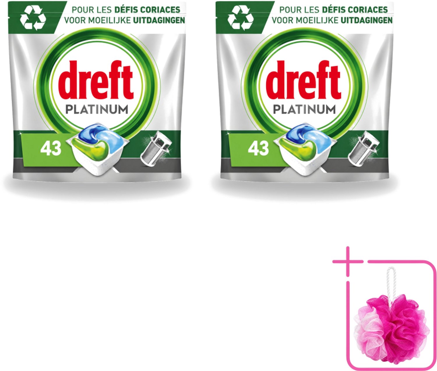 2 x Dreft Platinum - All In One - Vaatwascapsules - 43 Afwasbeurten - Bulkverpakking - Vaatwasmiddel - Douchemop - Vaatwascapsules