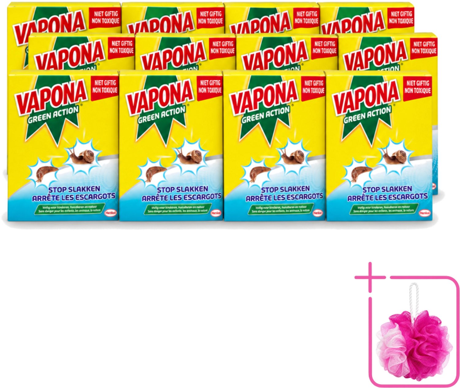 12 x Vapona - Slakkenkorrels - Green Action - Natuurlijk, Kind- & Diervriendelijk - 500g - Bulkverpakking - Anti-slakken korrels - Douchemop - Slakken bestrijding