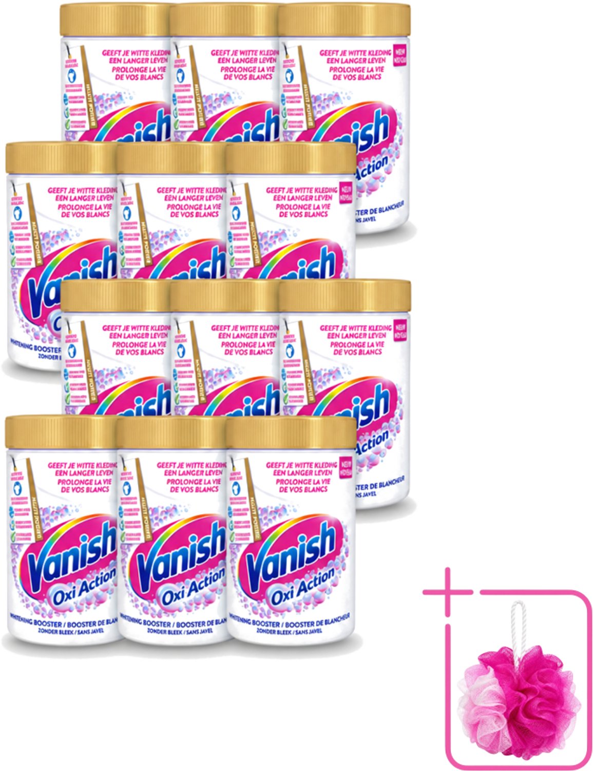 12 x Vanish Oxi Action - Vlekkenverwijderaar Poeder - Zonder Bleek - Witte Was - 710 Gram - Bulkverpakking - Vlekkenverwijderaar - Douchemop - Witte was