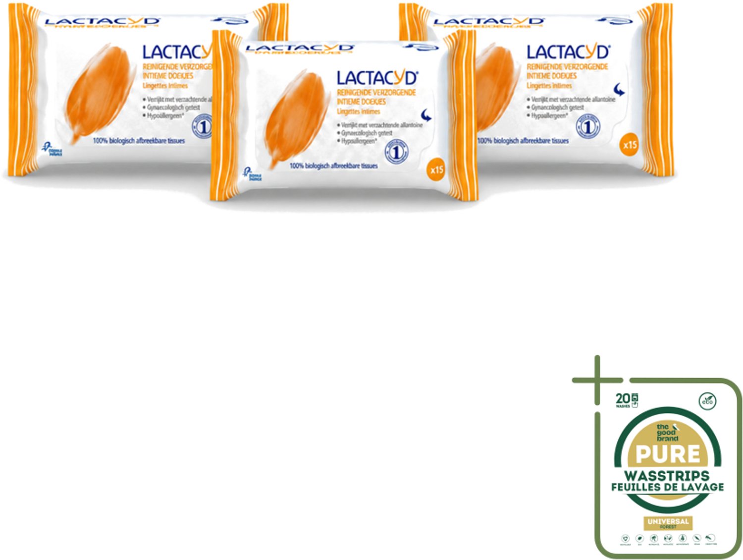 3 x Lactacyd Classic - Intieme Doekjes - Reinigend - Biologisch Afbreekbaar - 15 Doekjes - Intieme Doekjes - Reiniging Intieme Zone - Biologisch Afbreekbaar - Allantoïne - Melkzuur