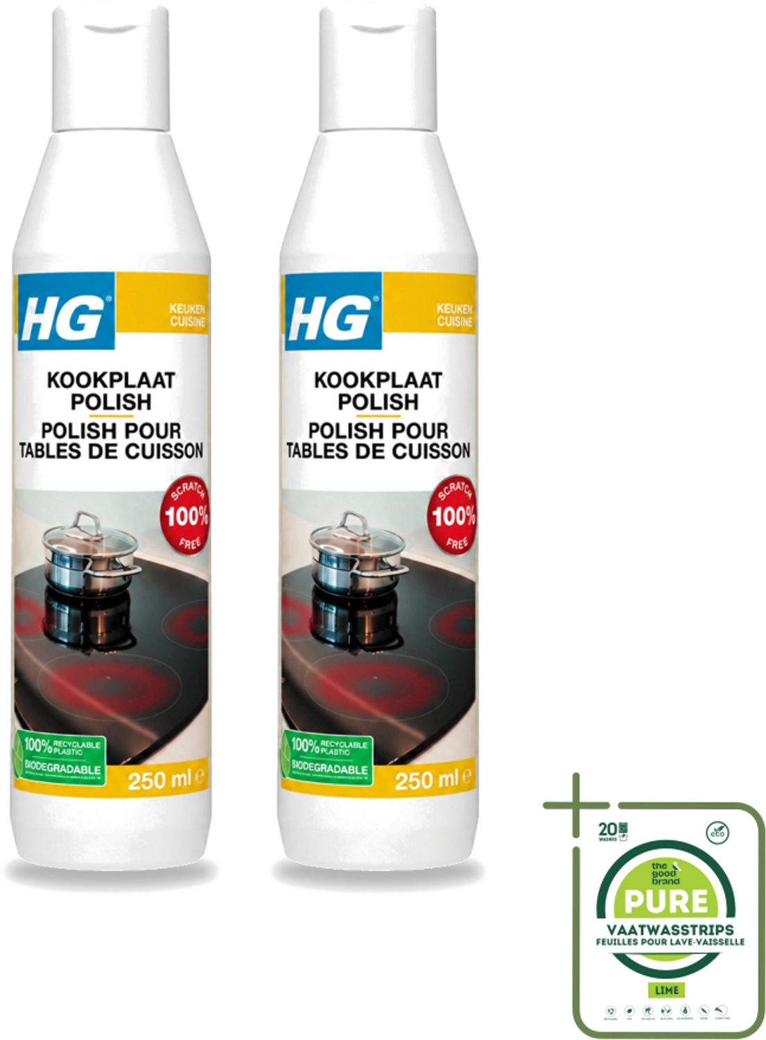 2 x HG - Kookplaatreiniger Polish - Verwijdert Veilig & Effectief Vuil - Beschermende Glans - 250 ml - Grootverpakking - Kookplaat Reinigen - Vet Verwijderen - Kalk Verwijderen - Kookranden Verwijderen - Kookplaat Reinigen Extra Sterk