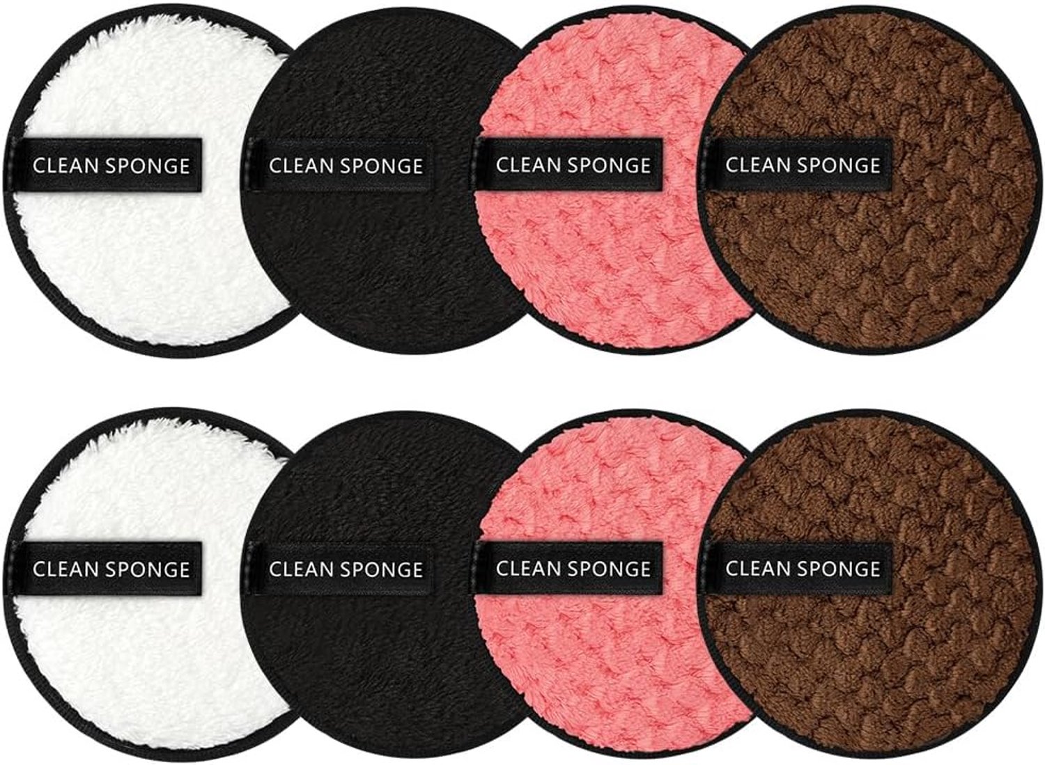 Make-up remover pads 8 stuks - herbruikbaar - dual-actieve texturen - voor grondige reiniging - ShopVlot