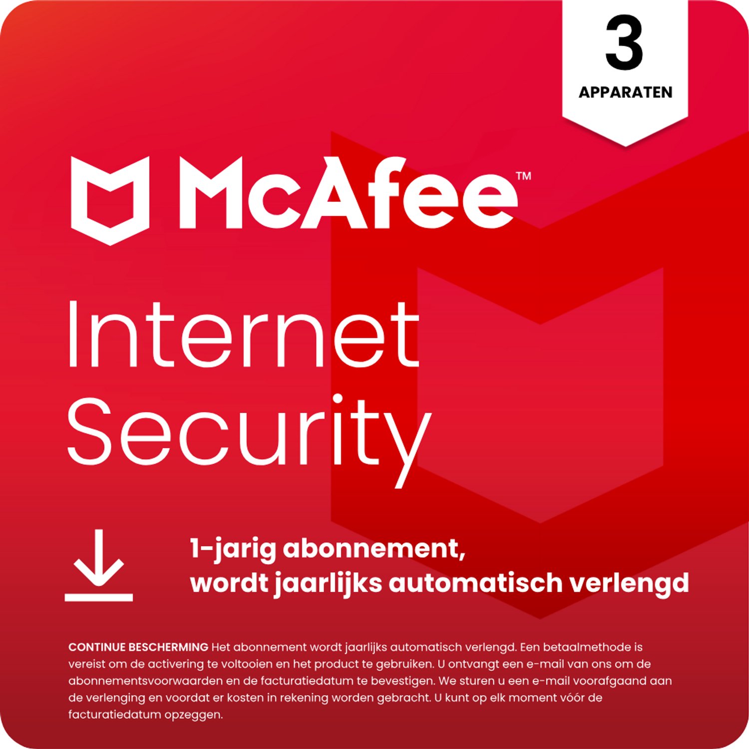 Bol.com McAfee Internet Security - Beveiligingssoftware - 1 jaar/3 Apparaten - Nederlands - PC, Mac, iOS & Android Download aanbieding