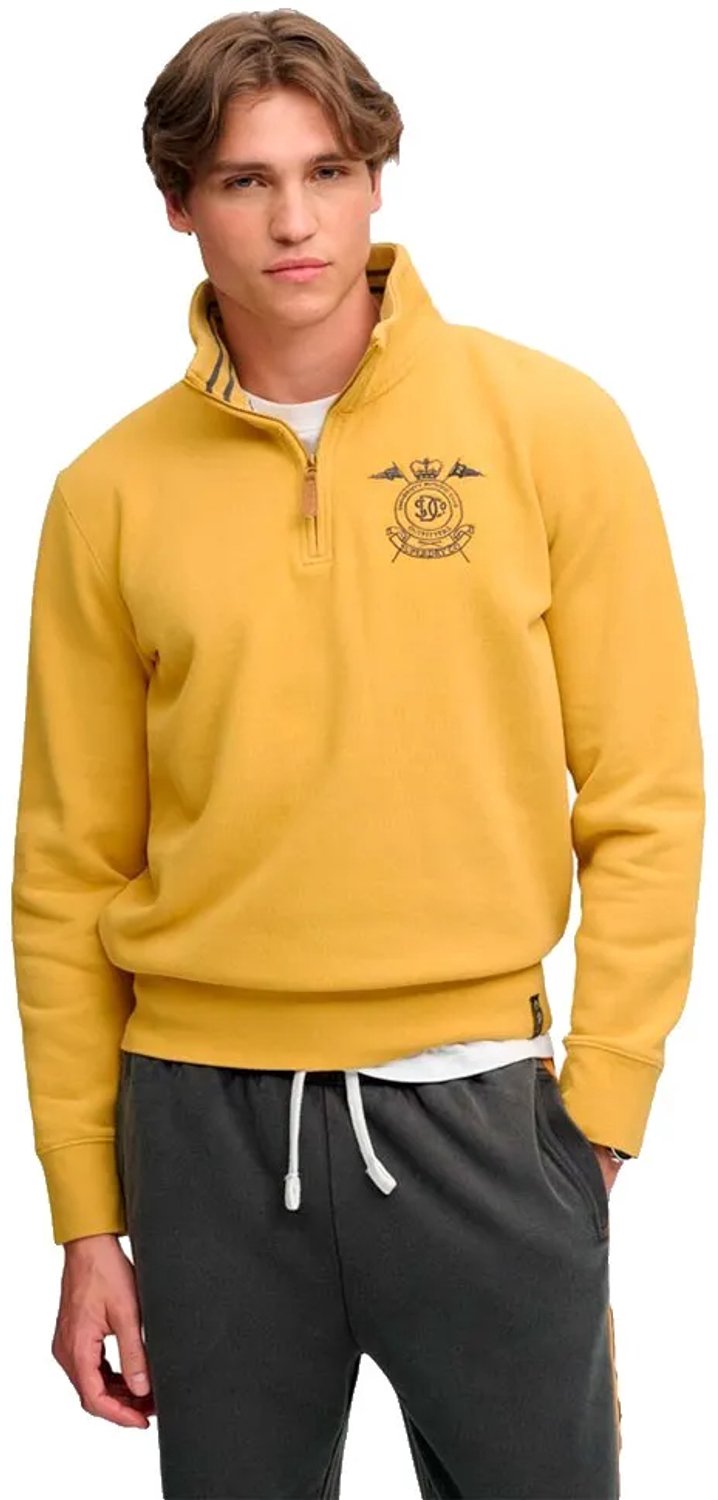 Superdry Gothic Varsity Sweatshirt Met Halve Rits M Man Bruin
