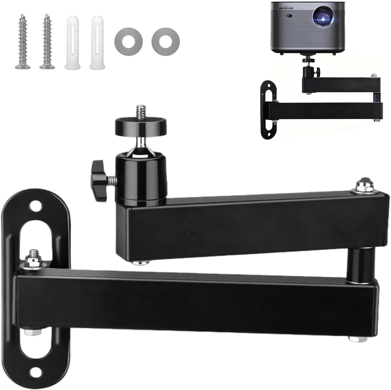 Adjustable 360° Rotating Beamer Wall Bracket - Metal projector tripod with joint arm & 1/4 screw interface - ShopVlot