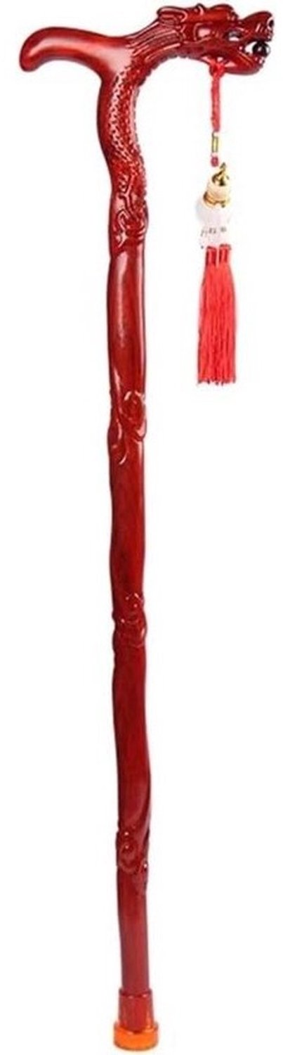 Houten wandelstok - Mobiliteitsstok - Stabiliteit verbeteren - Handgesneden draak - 85 cm - Bruin