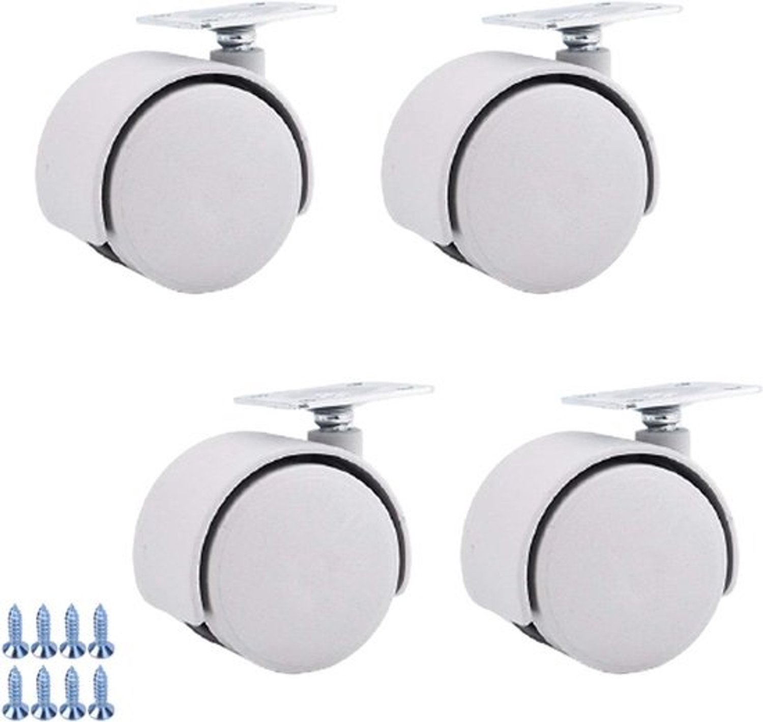 Vervangende Zwenkwielen - Meubelwielen Trolleywiel - Meubels Verplaatsen - Dubbelwiel Ontwerp - 49 mm Wieldiameter - Grijs