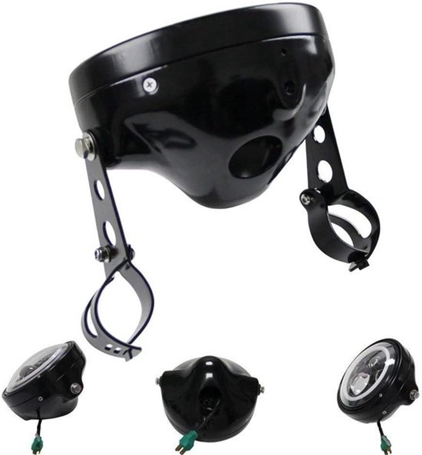 Motorcycle Koplamp Behuizing - Koplamp Houder - Motor Verlichting - IJzeren Constructie - 7 Inch - Zwart