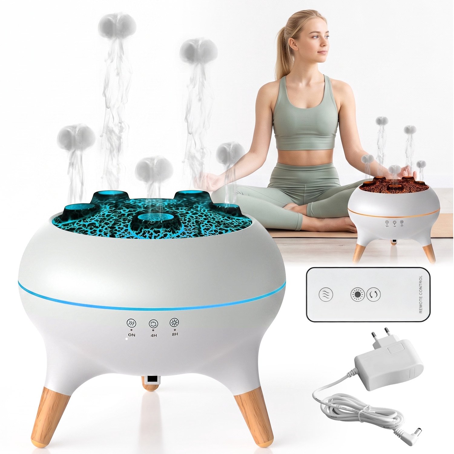 Aroma Diffuser 250ml - Geurverspreider - Ultrasone Luchtbevochtiger - Aromatherapie Diffuser - 7 Kleuren Verlichting - Timer & Automatische Uitschakeling - Fluisterstil - Afstandsbediening - Voor Slaapkamer & Studeerkamer
