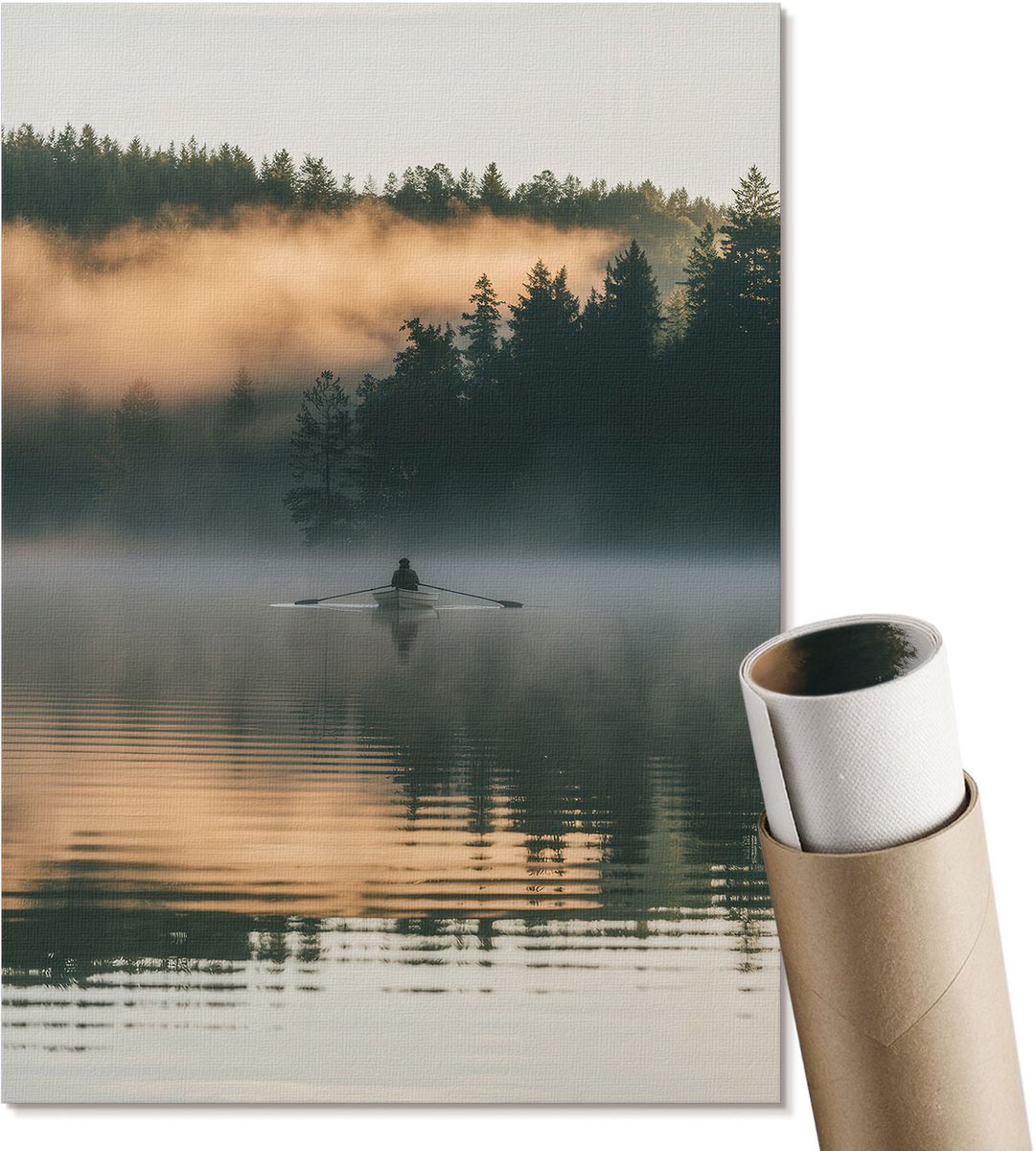 Coloray Polycanvas Wandposter - De Mystiek Van Het Meer, Fotografie - A4 - Groen Wanddecoratie - Rechthoek - Interieurdecoratie - Woonkamer, Slaapkamer, Kantoor - Klassiek