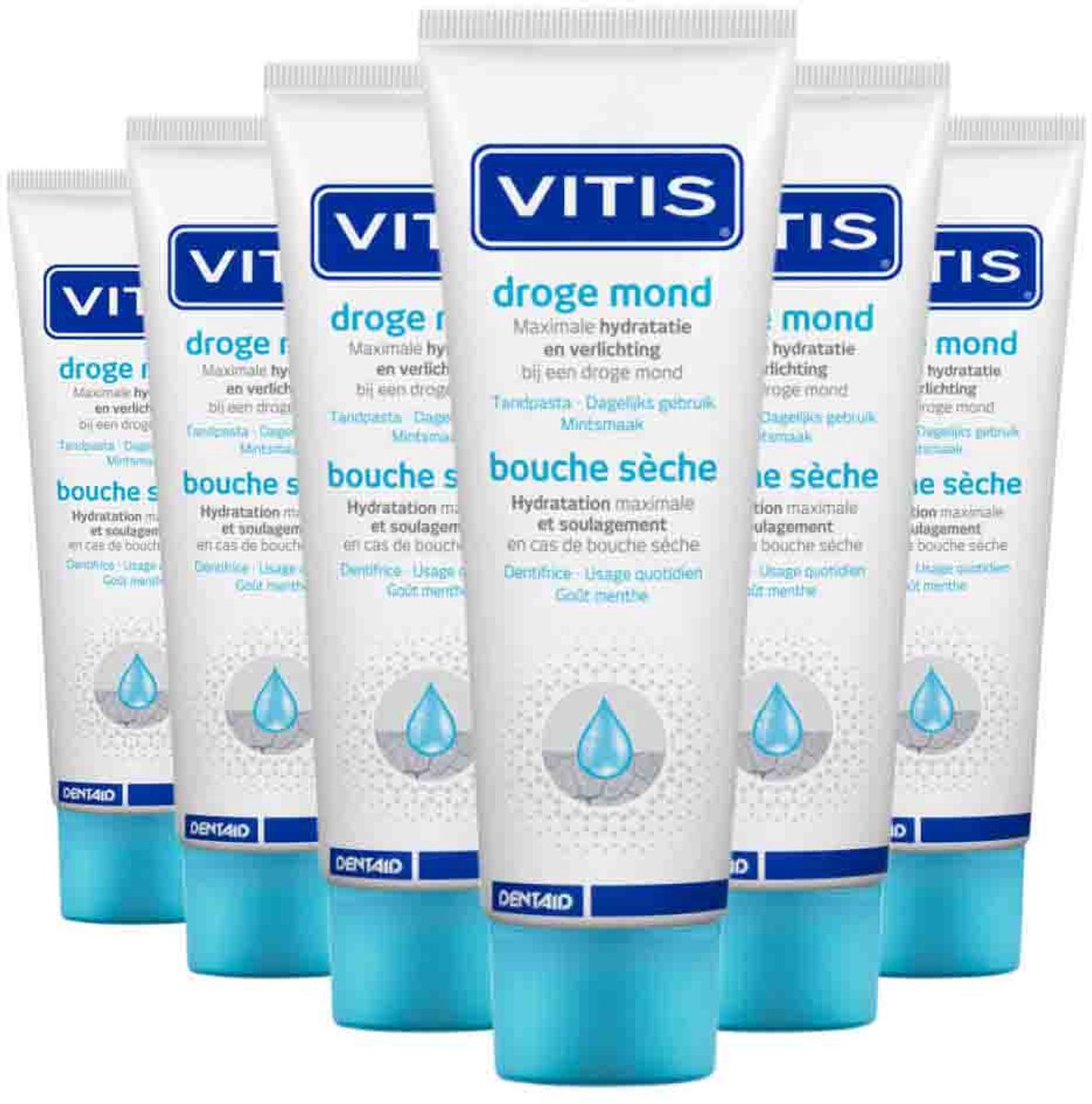Vitis - Tandpasta Droge Mond - 6 x 75 ml - Voordeelverpakking