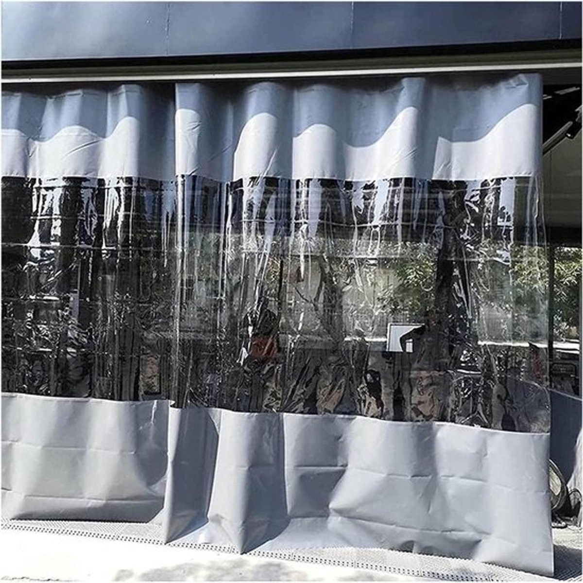 Waterdicht Zeildoek - Transparant Gordijn - Buitenruimte Afschermen - Versterkte Randen - 3.5x2m - Transparant/Grijs
