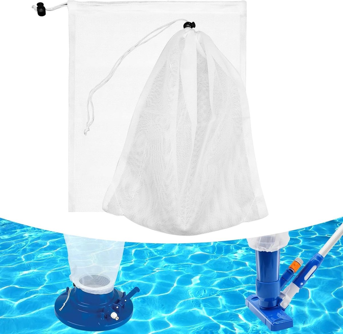 Set van 2 Filterzakken voor Zwembaden, Ideaal voor Zwembadreiniging, Vloervacuum en Tuinvijver Gebruik