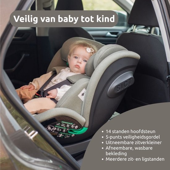 Ding Fynn Autostoel - Zwart - 360° Draaibare Isofix Autostoel - i-Size - Vanaf 40 tot 150cm - 0 tot 12 jaar van Merkloos — afbeelding 2