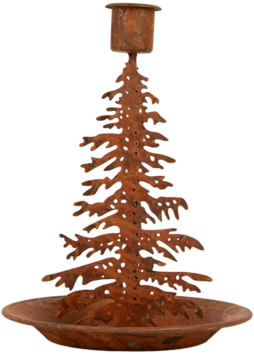 Clayre & Eef Kandelaar Kerstbomen Bruin