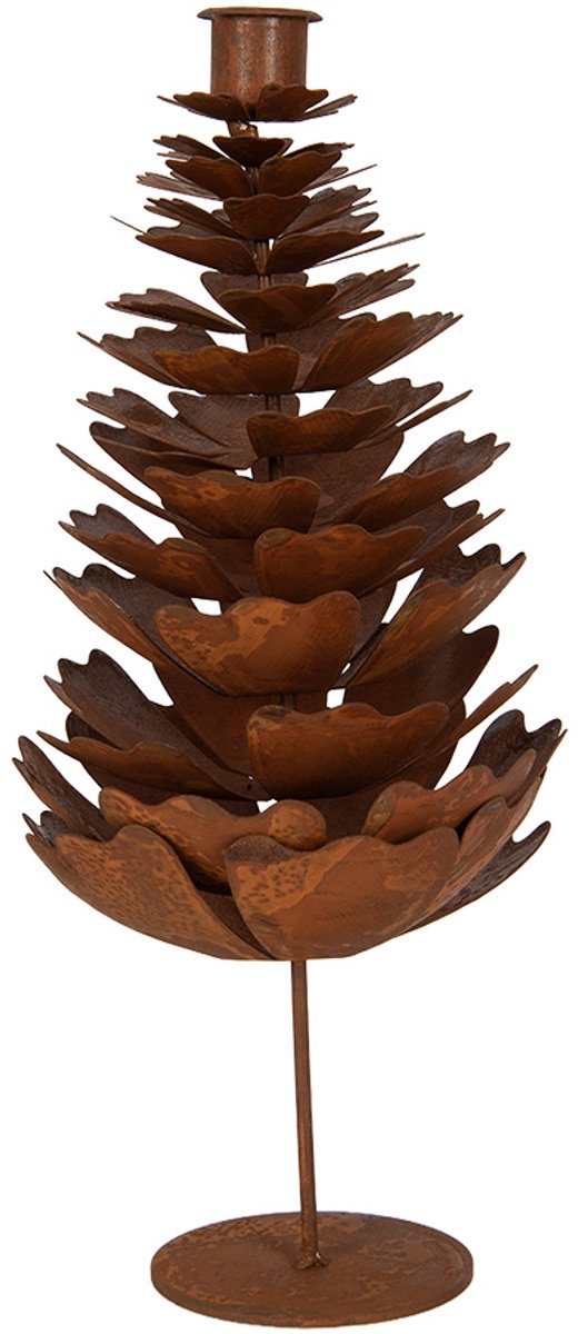 Clayre & Eef Kandelaar Kerstboom Bruin Metaal