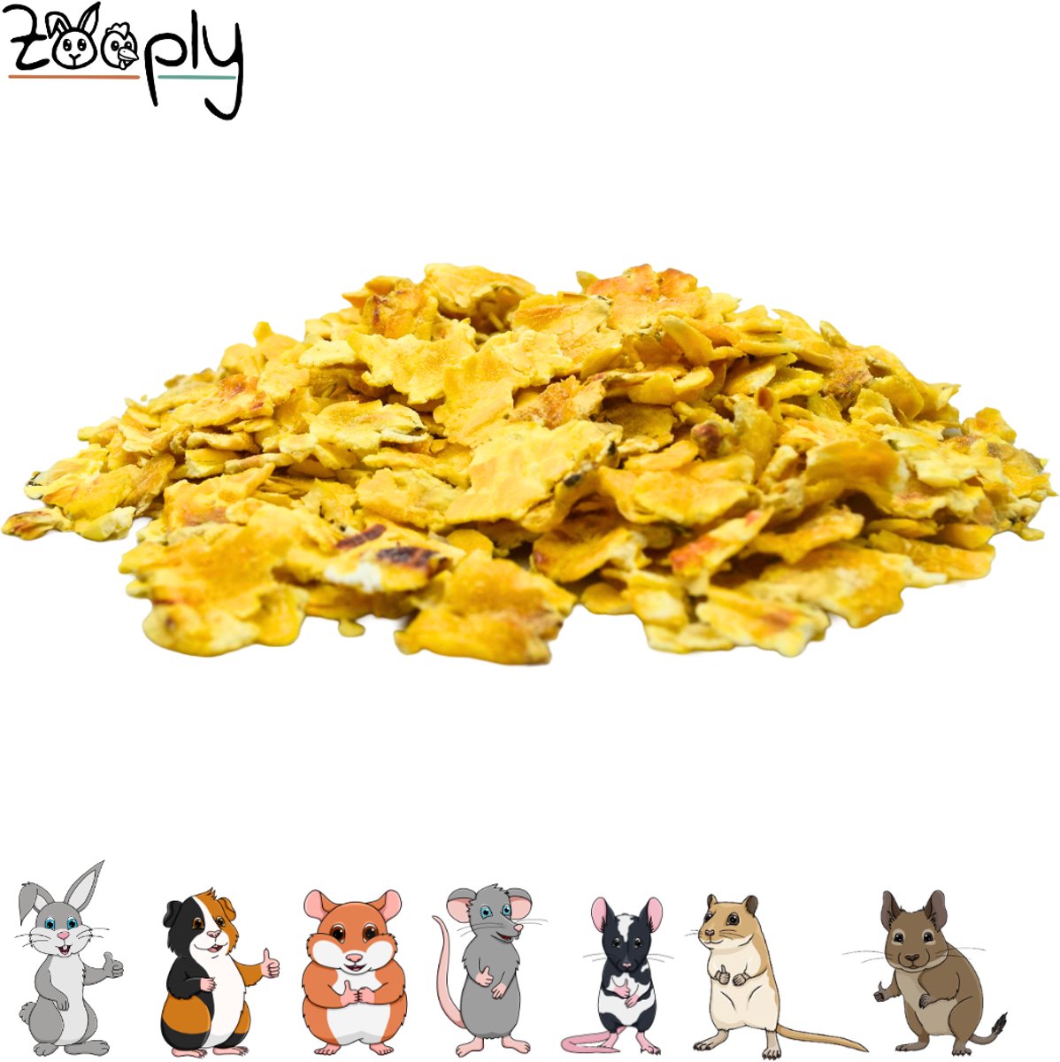 Zooply Maisvlokken - Kruiden & Snacks - 100% natuurlijk - Voor konijnen & cavia's - 400 gram