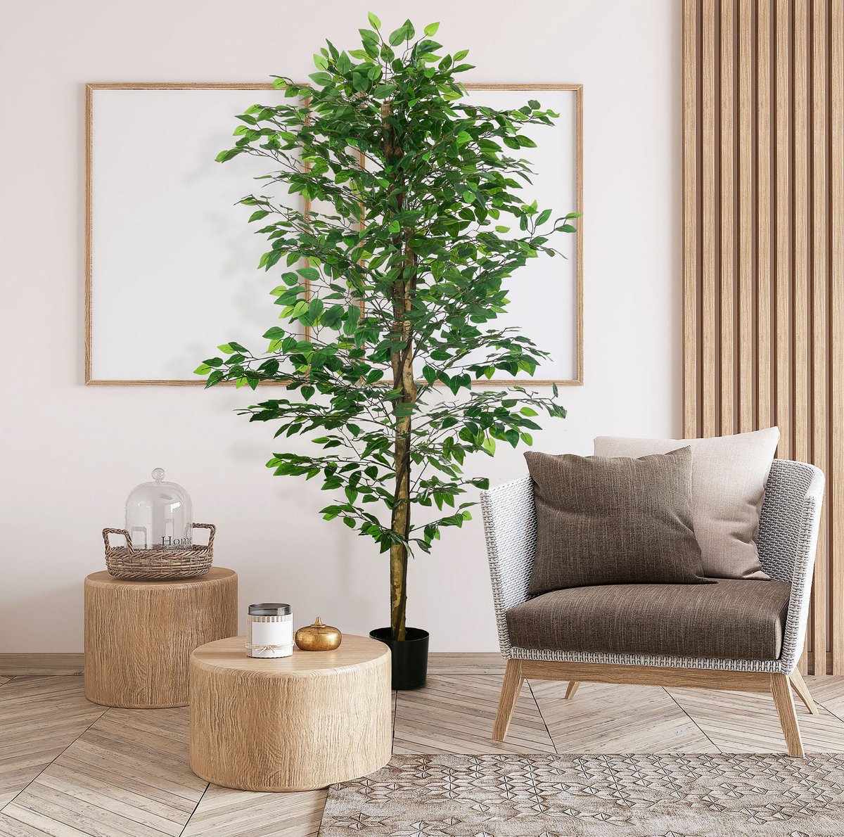 REDOM - Kunstplant - Realistisch ontwerp - Inclusief pot - Onderhoudsvriendelijk - Voor binnen & buiten - Kunststof - Groen - 180 cm