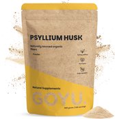 Bruine papieren zak met 'PSYLLIUM HUSK' en 'GOYU' logo. Bevat 300 gram.
