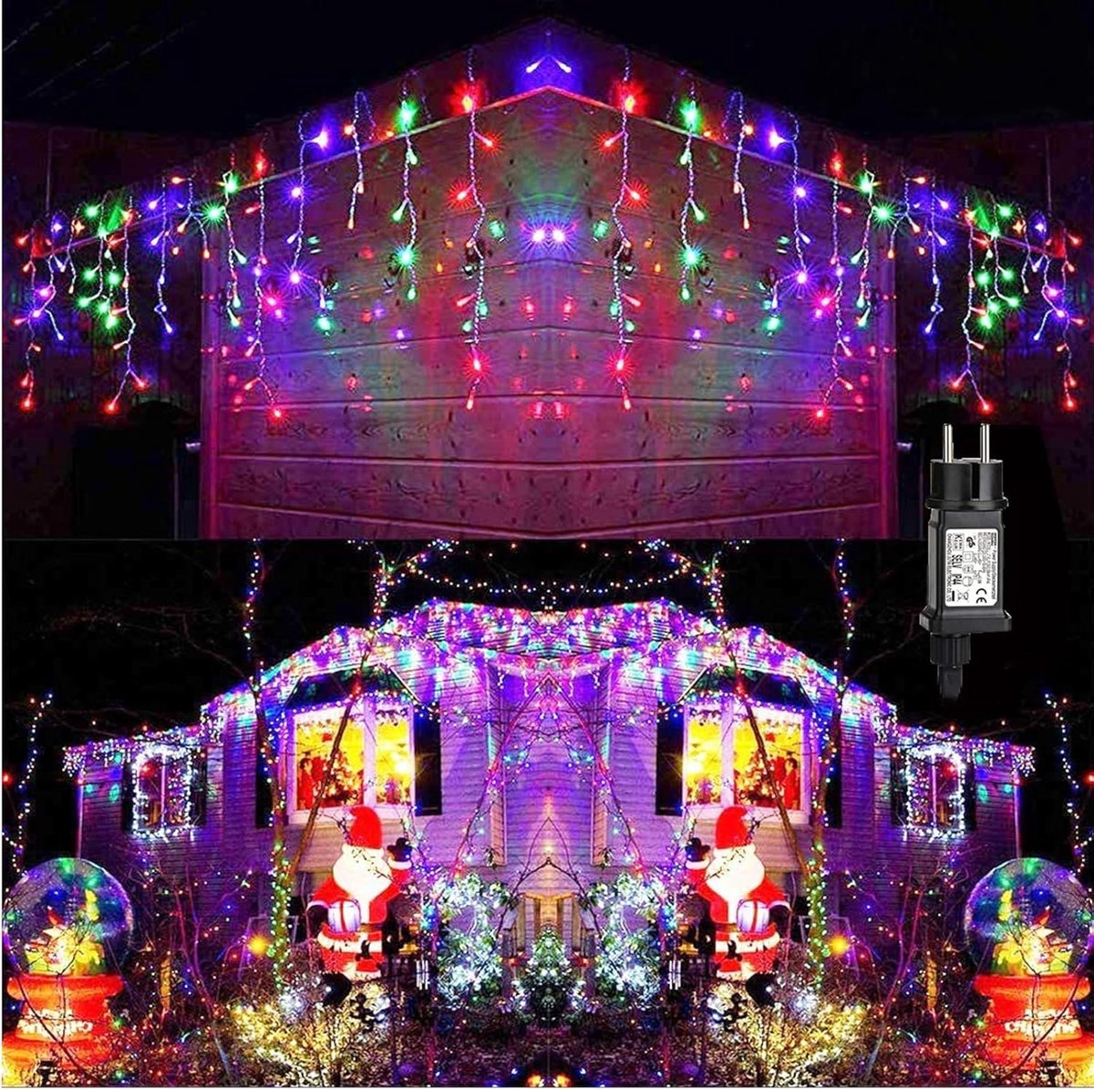LED-kerstlichtgordijn, waterdichte raamverlichting (4 x 0,6 m), decoratieve verlichting met 8 standen voor binnen en buiten (tuin, feest, verjaardag), meerkleurig