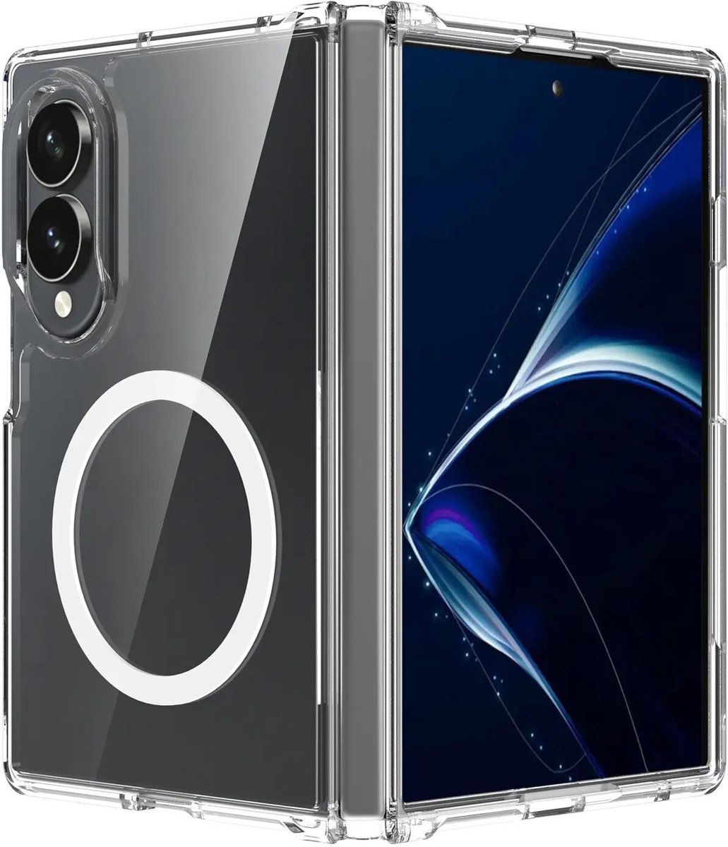 Hoesje Geschikt voor Samsung Galaxy Z Fold 8 - Compatibel met MagSafe / Qi2 - Hard Back Cover met Magneet - Transparant