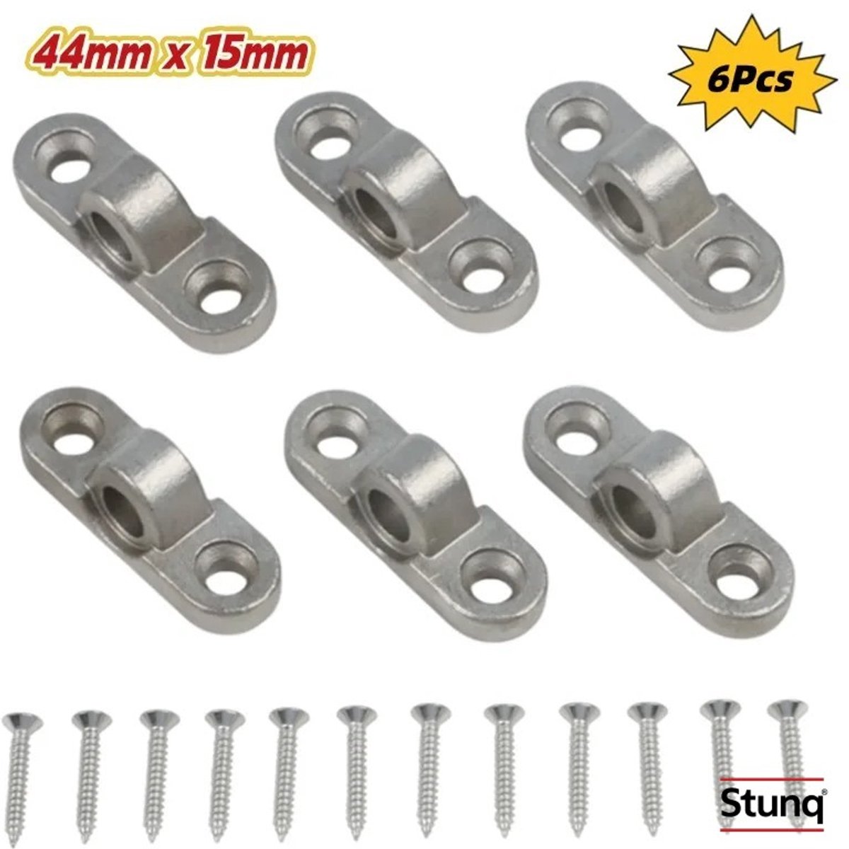 Stunq® 6 Stuks RVS Luifel Oogjes 44x15mm voor Caravan, Camper, Tent en Zonnescherm