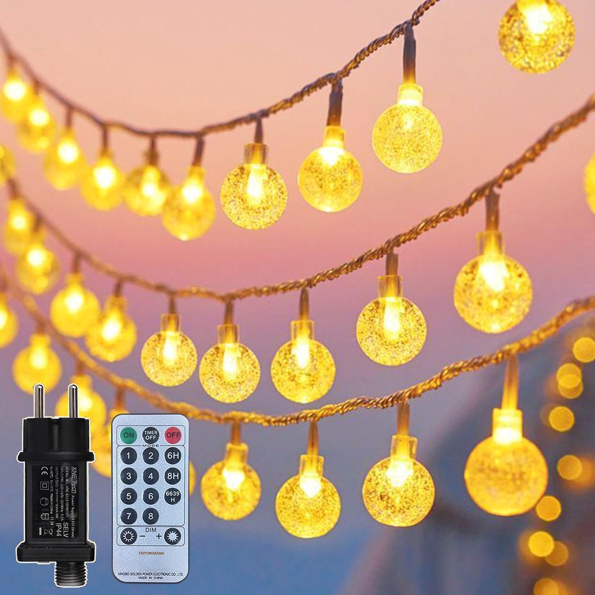 Lichtsnoer 15m - 100 LED - Met Stekker - IP44 Waterdicht - Afstandsbediening - Warmwit
