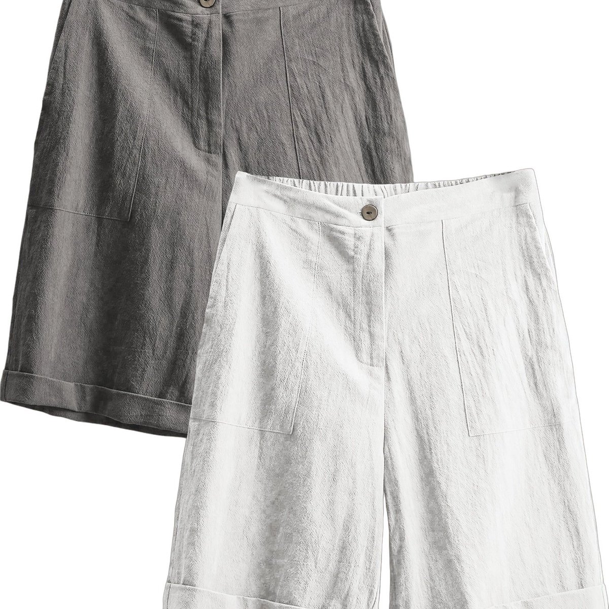 Currero Jorts Dames Jeans Short Korte Spijkerbroek Baggy Fit – Cargo Short Zomer Grote Maten Lichtgrijs+ Wit