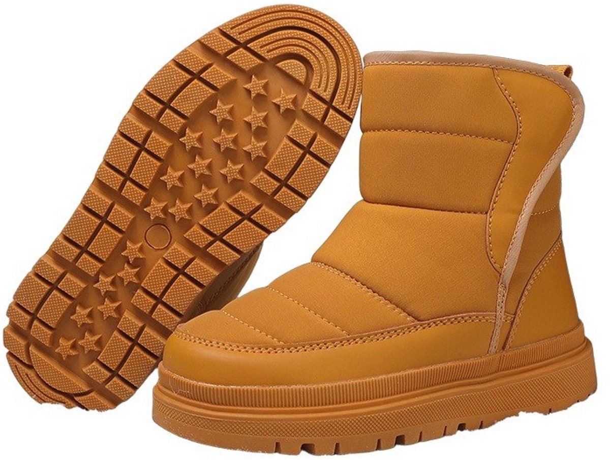 Currero Snowboots Meisjes Sneeuwlaarzen Kinderen Winterlaarzen Meisjes Gevoerde Winterschoenen Waterdicht Antislip Zool Warm Gevoerd Kinderlaarzen Kaki Creme