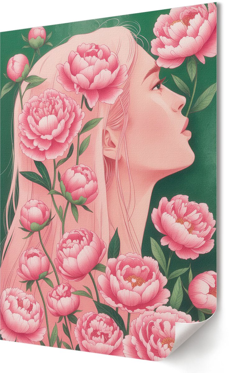 Coloray Canvas Poster Polycanvas - Bloemenharmonie, Illustratie - 420 x 594 - Roze Poster - Rechthoek - Wandkunst - Woonkamer, Slaapkamer, Kantoor - Romantisch