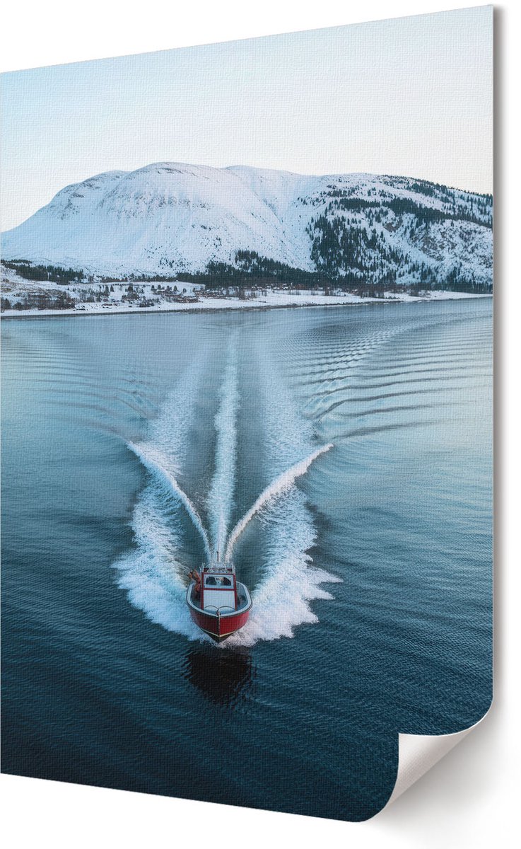 Coloray Polycanvas Poster - Een Boot Op Het Water, Fotografie - 594 x 840 - Wit Motief - Rechthoek - Kunstposter - Slaapkamer - Modern