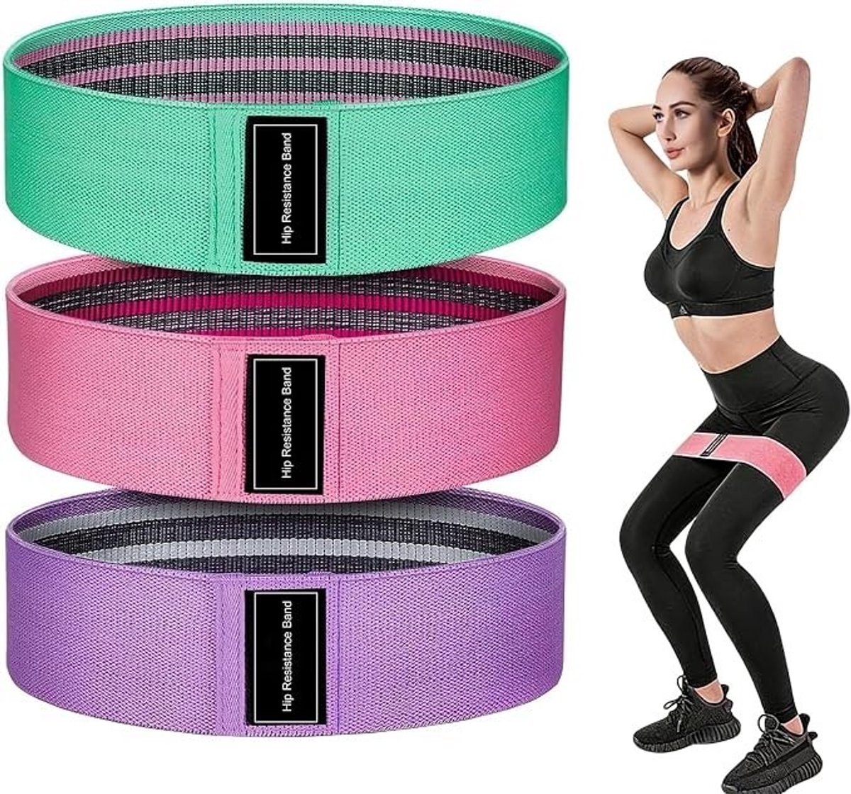 PolkaHome Weerstandsbanden Set van 3 – Hip Resistance Band voor Benen, Billen en Core