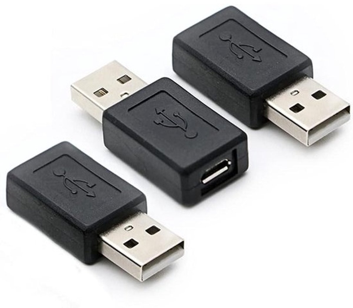 USB Micro Adapter - Converter Kabel - Apparaten Koppelen - Gegevensoverdracht 480 Mbps - 3 stuks - Zwart