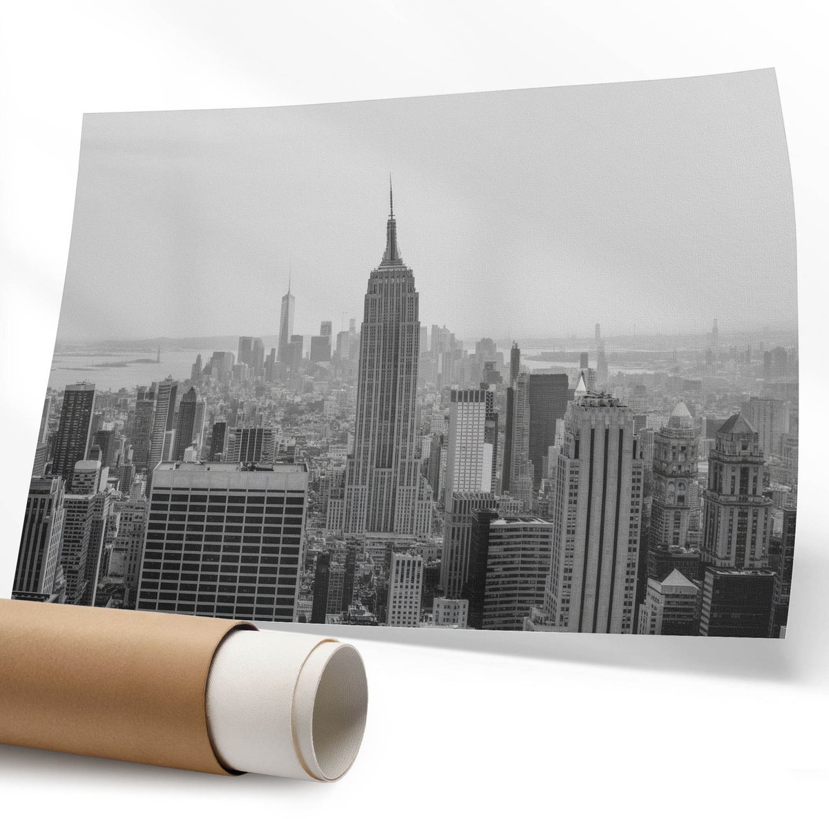 Coloray Polycanvas Wandposter – Stadslandschap, Zwart-Wit – 594 x 840 mm – Bruin Motief – Rechthoek – Wandkunst – Slaapkamer – Klassiek