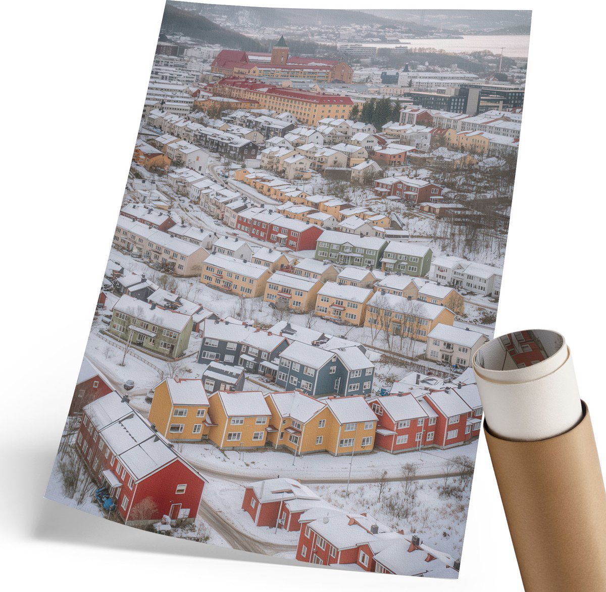 Coloray Polycanvas Wandposter - Winterlandschap, Fotografie - 210 x 297 mm - Wit Patroon - Rechthoek - Interieurdecoratie - Woonkamer, Slaapkamer, Kantoor - Klassiek