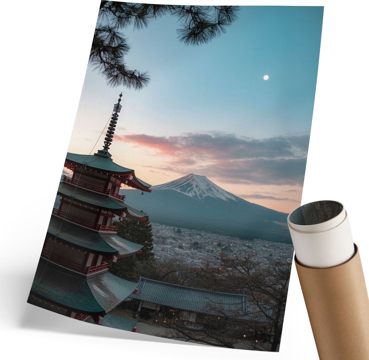 Coloray Polycanvas Wandposter - Avond In Azië, Fotografie - 210 x 297 mm - Blauw Patroon - Rechthoek - Muurkunst - Woonkamer, Slaapkamer, Kantoor - Klassiek