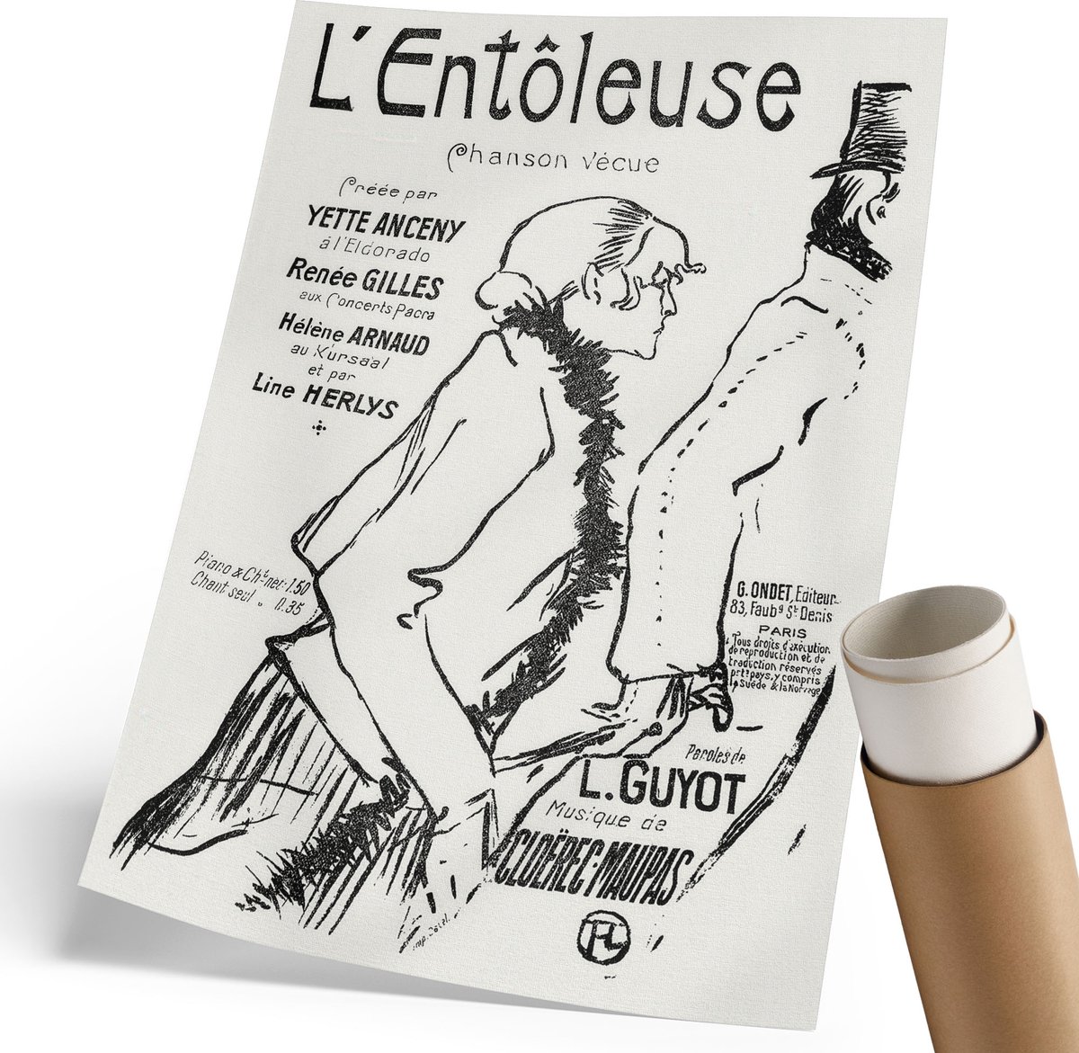 Coloray Polycanvas Poster - Arme Zwerver, Illustratie - 210 x 297 mm - Zwart Wandposter - Rechthoek - Decoratieve poster - Woonkamer, Slaapkamer, Kantoor - Klassiek