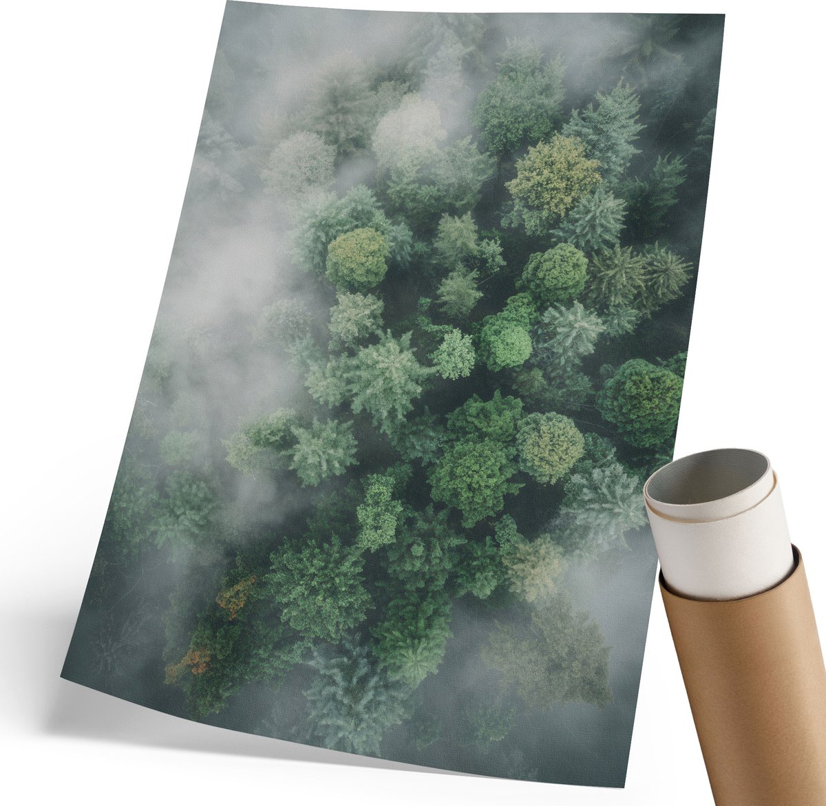 Coloray Polycanvas Poster - Berglandschap, Blauw - 210 x 297 mm - Groen Design - Rechthoek - Muurdecoratie - Woonkamer - Klassiek