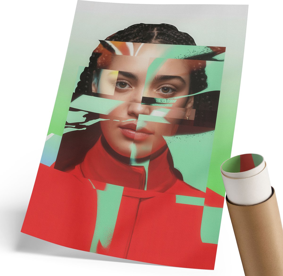 Coloray Polycanvas Wandposter - Modern Portret, Illustratie - 210 x 297 mm - Rood Illustratie - Rechthoek - Interieurdecoratie - Woonkamer, Slaapkamer, Kantoor - Modern