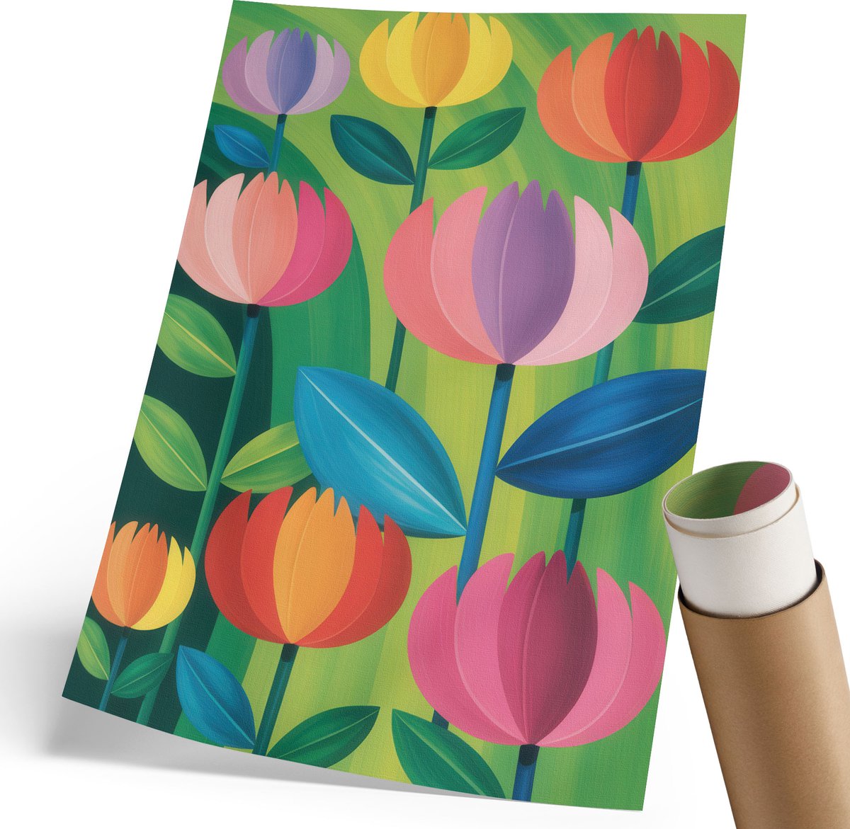 Coloray Polycanvas Poster - Berglandschap, Wit - 420 x 594 mm - Wit Wandposter - Rechthoek - Muurdecoratie - Woonkamer - Minimalist