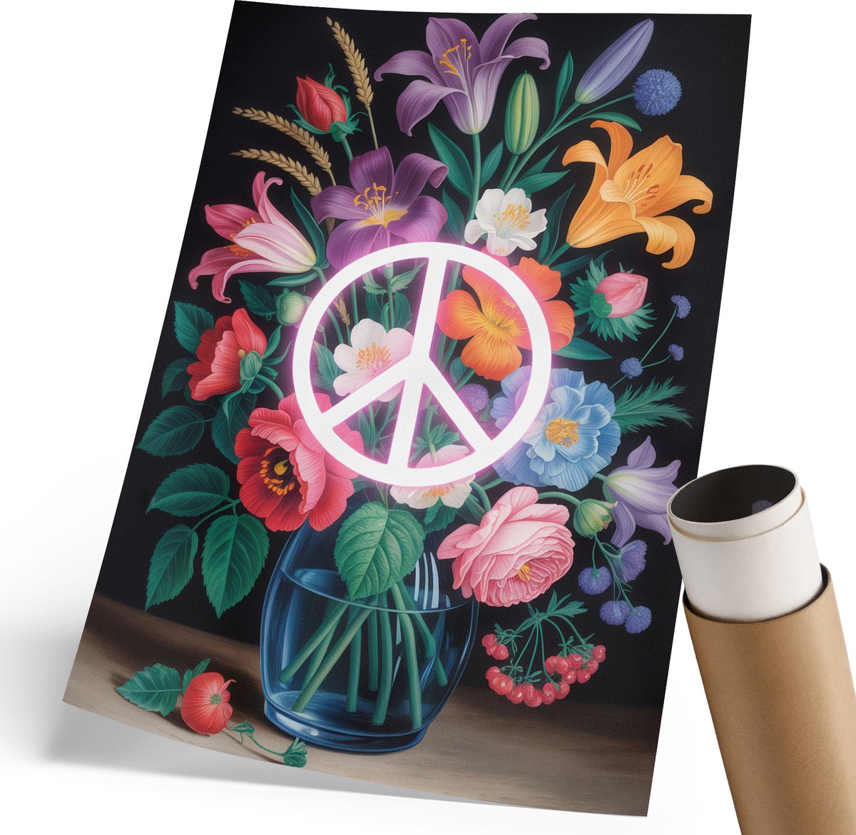 Coloray Polycanvas Wandposter - Vier Naakte Vrouwen, Schilderen - 420 x 594 mm - Zwart Motief - Rechthoek - Wandkunstwerk - Woonkamer, Slaapkamer, Kantoor - Klassiek