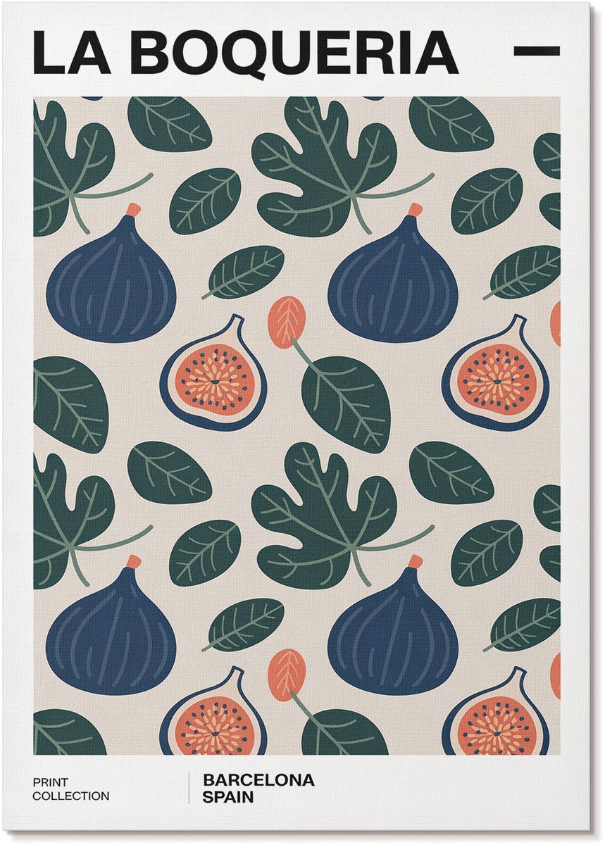 Tulup Polycanvas Wandposter - Vruchtpatroon, Illustratie - A4 - Groen Kunst - Rechthoek - Interieurdecoratie - Woonkamer, Slaapkamer, Kantoor - Boho