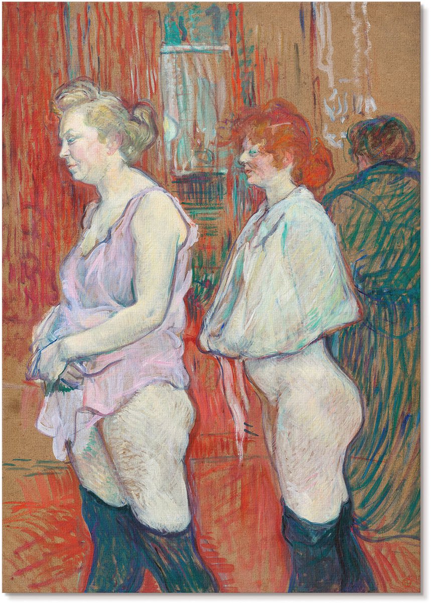 Tulup Canvas Poster Polycanvas - Rue Des Moulins, Schilderen - A4 - Rood Decoratie - Rechthoek - Muurdecoratie - Woonkamer, Slaapkamer, Kantoor - Expressief