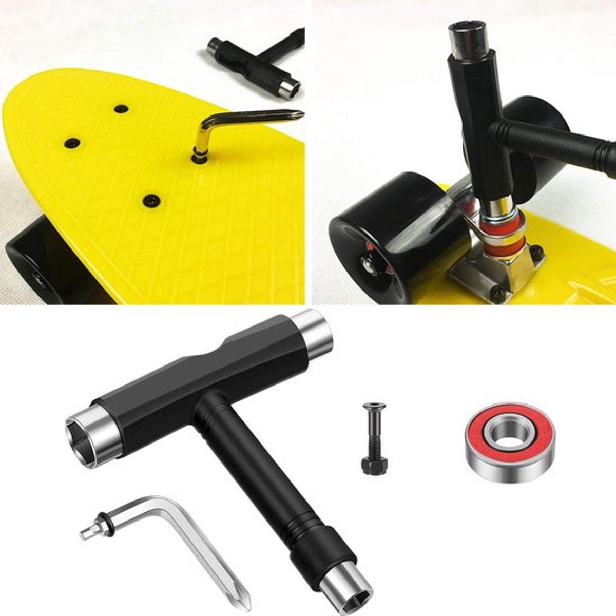 Allecto Multifunctioneel Skateboard-gereedschap Draagbare Zwart