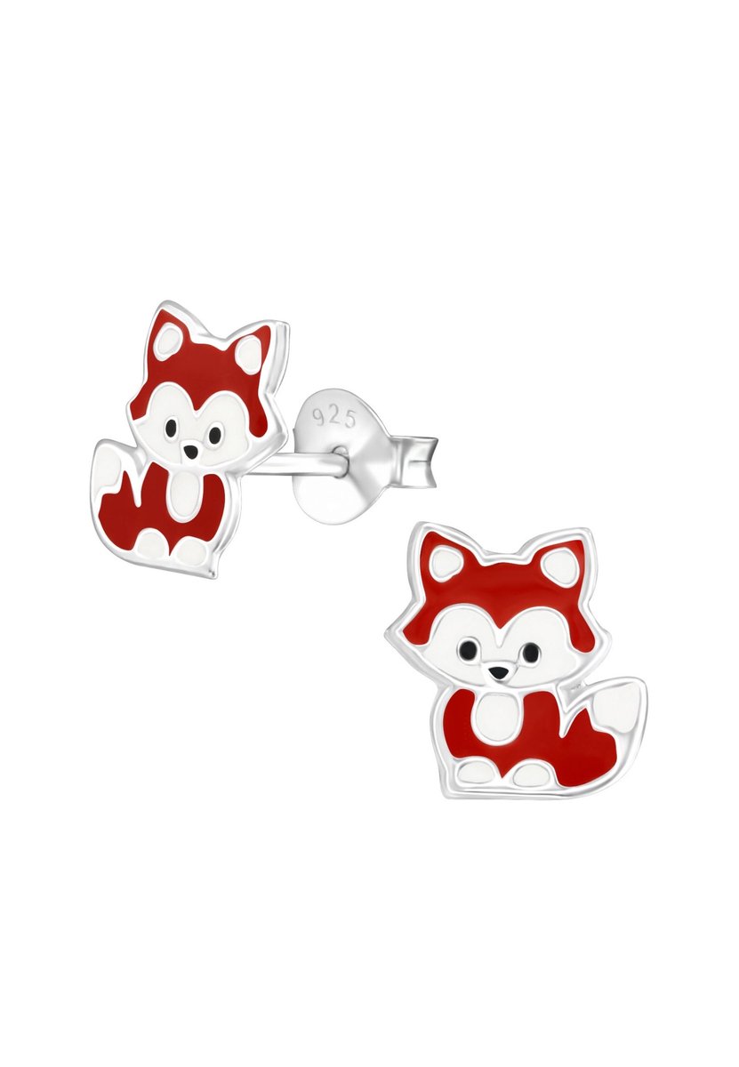 Childrens Silver Fox Ear Studs With Epoxy