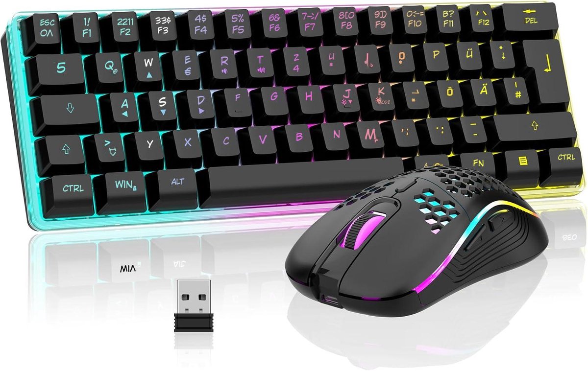 Kavora® Gaming Toetsenbord - Toetsenbord Gaming - Toetsenborden - Draadloze Gaming Toetsenbord - Zwart - 30cm x 11cm x 4cm