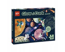 Glow-in-the-dark puzzel - Zonnestelsel, 104 stukjes