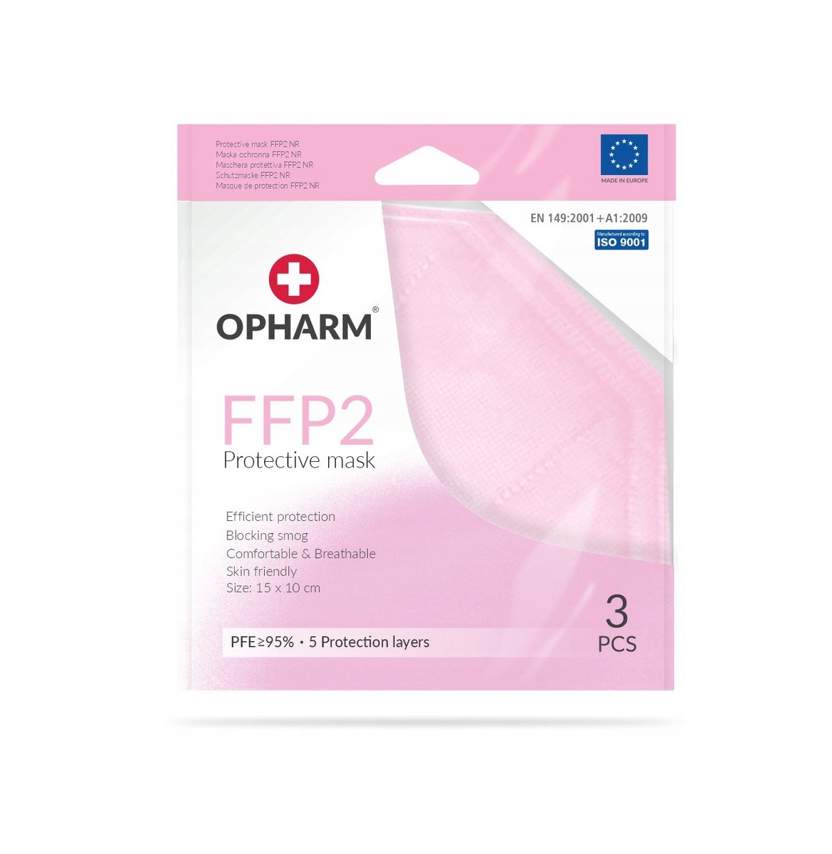 OPHARM FFP2 Maskers - Pastel Roze - 3 stuks